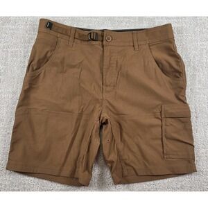 prAna Stretch Zion II Belted Brown Cargo Shorts Men's Size 32 Inseam 8" Hiking